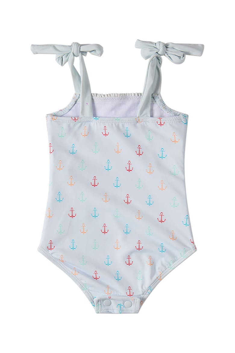 Kids' Sail and Anchor Shirred Tie-Strap Swimsuit, Alternate, color, Blue