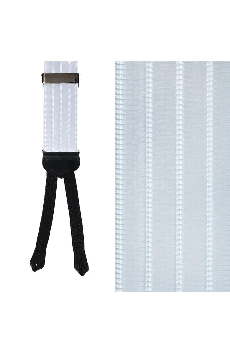 CrookhornDavis Men's Grand Central Satin Stripe Formal Elastic Braces, Alternate, color, White
