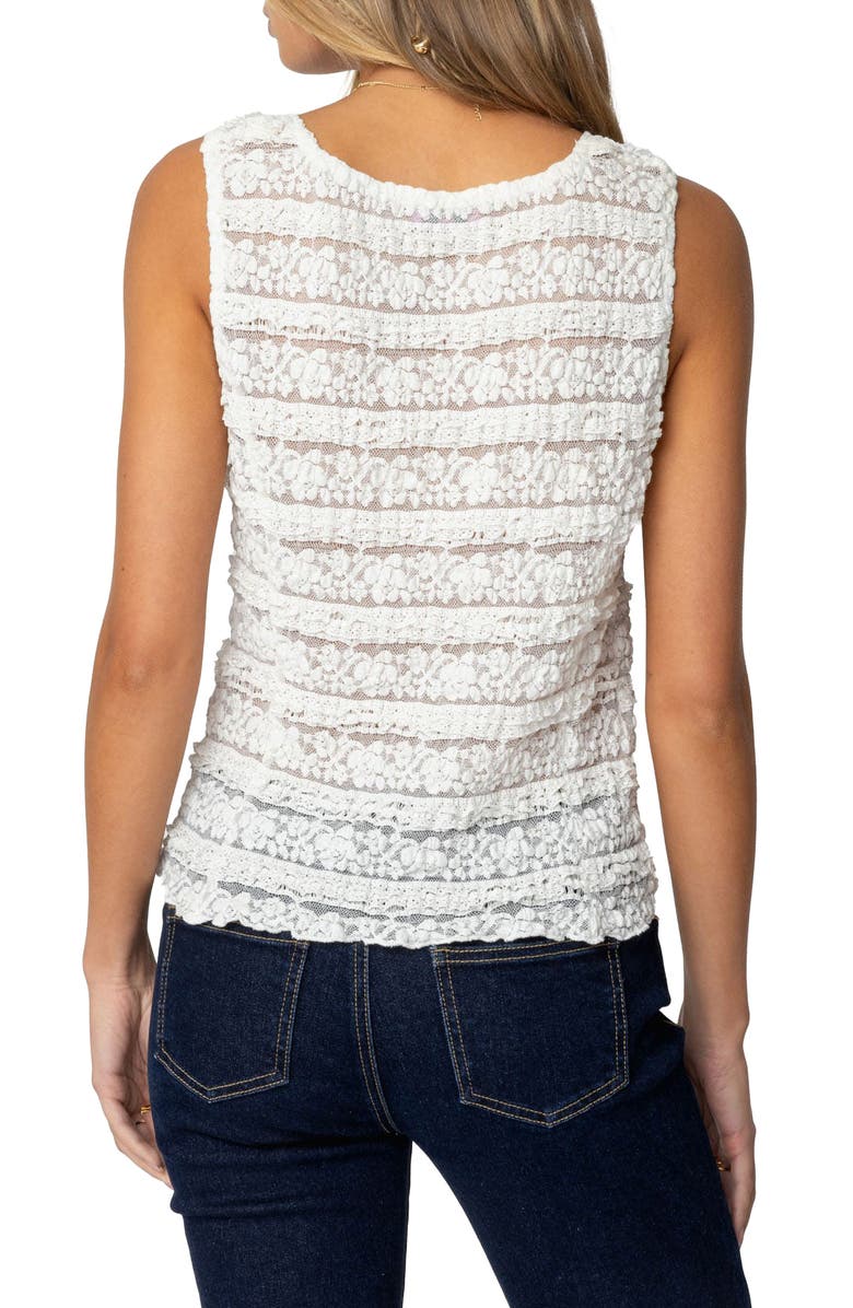 EDIKTED Evolet Sheer Lace Top, Alternate, color, White