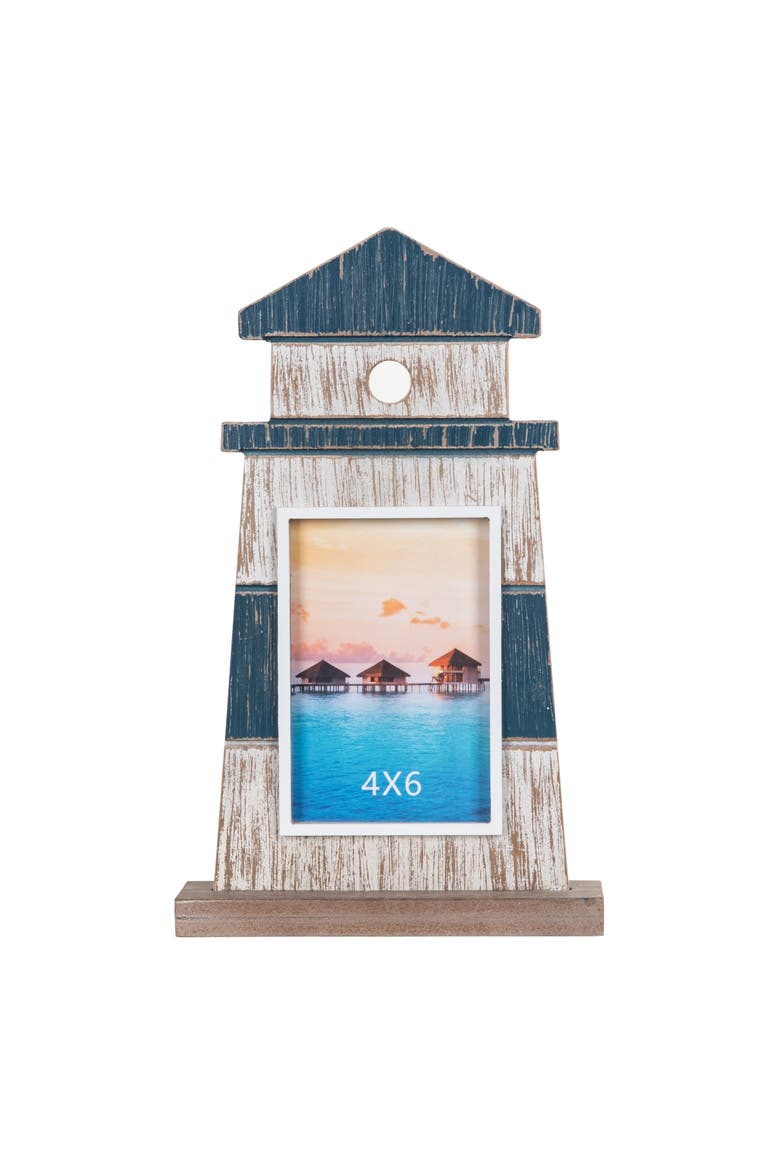4x6 Lighthouse Distressed Wood Photo Picture Frame, Main, color, Blue