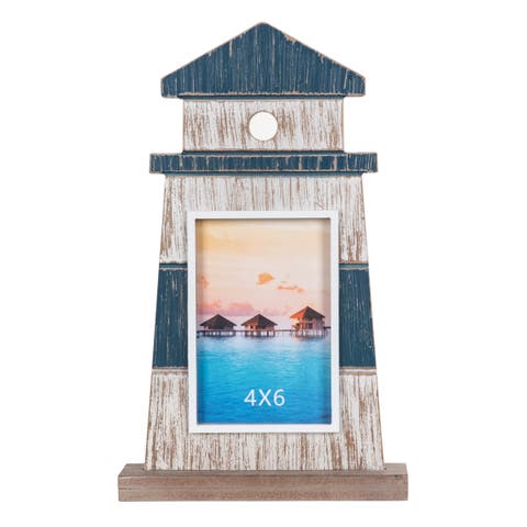 4x6 Lighthouse Distressed Wood Photo Picture Frame