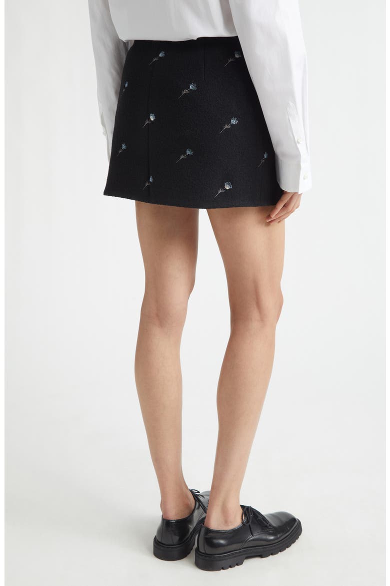 Walker Floral Embroidered Wool Miniskirt, Alternate, color, BLACK FLOWERS FELTED