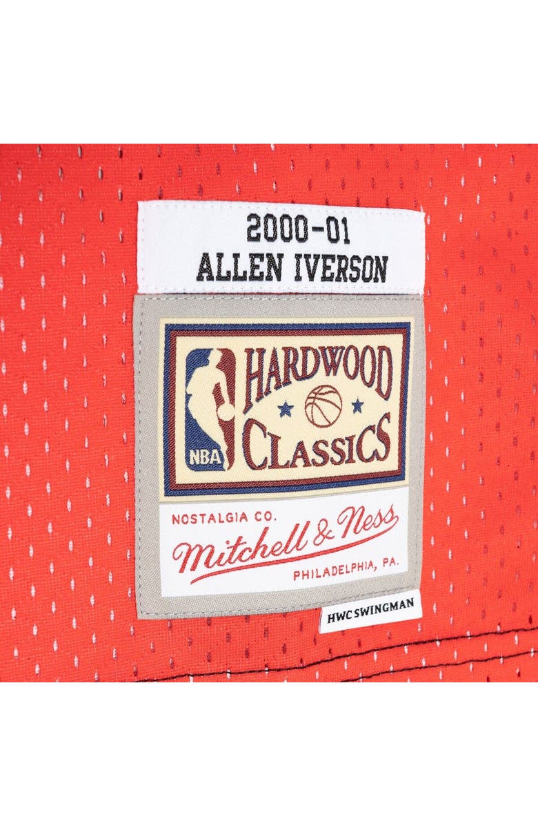 Mitchell & Ness Men's Mitchell & Ness Allen Iverson Black/Red Philadelphia 76ers Hardwood Classics 2000/01 Split Swingman Jersey, Alternate, color, 