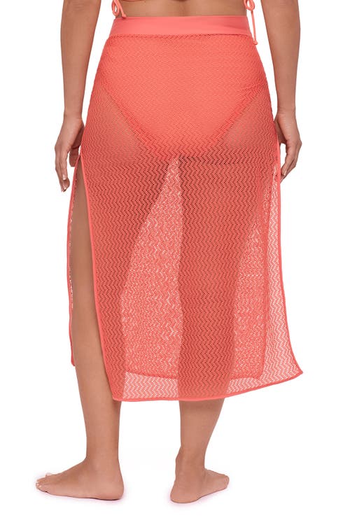 S3 Side Slit Crochet Coverup Skirt In Orange