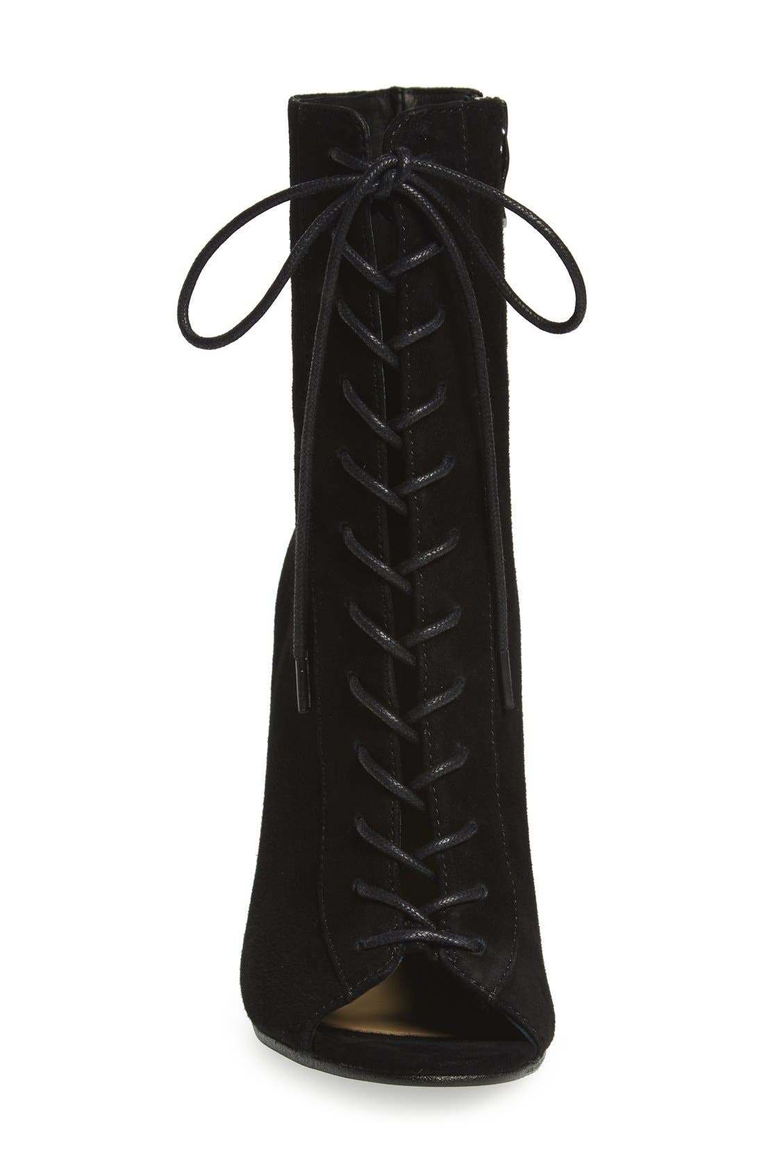 'Lawless' Lace-Up Bootie, Alternate, color, BLACK SUEDE
