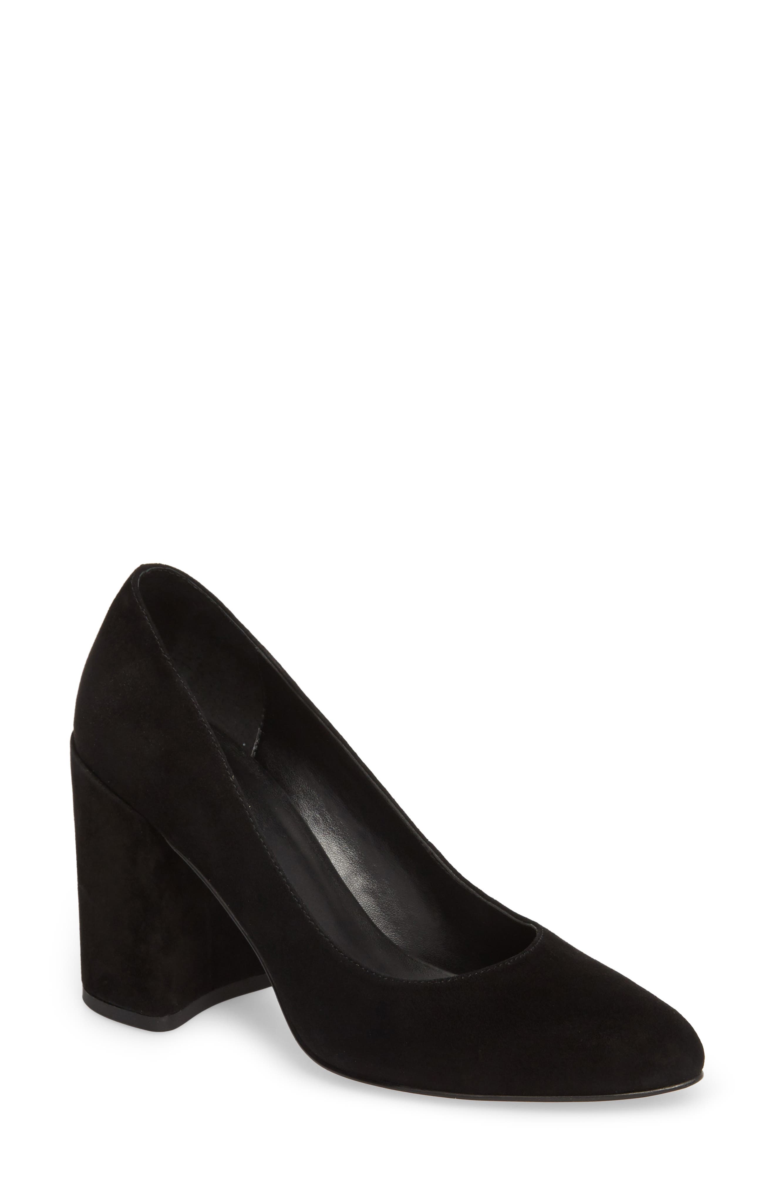 Nik Block Heel Pump, Main, color, BLACK SUEDE