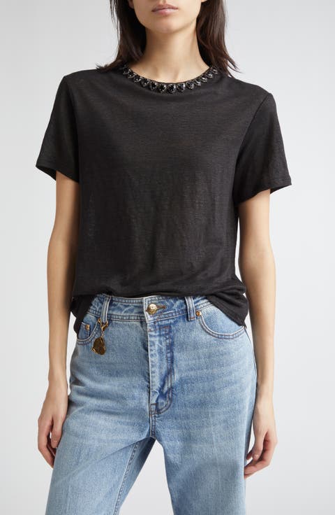 Tシャツ・カットソー ZIMMERMANN TOPS ZIMMERMANN Striped linen-jersey T-shirt | THE OUTNET