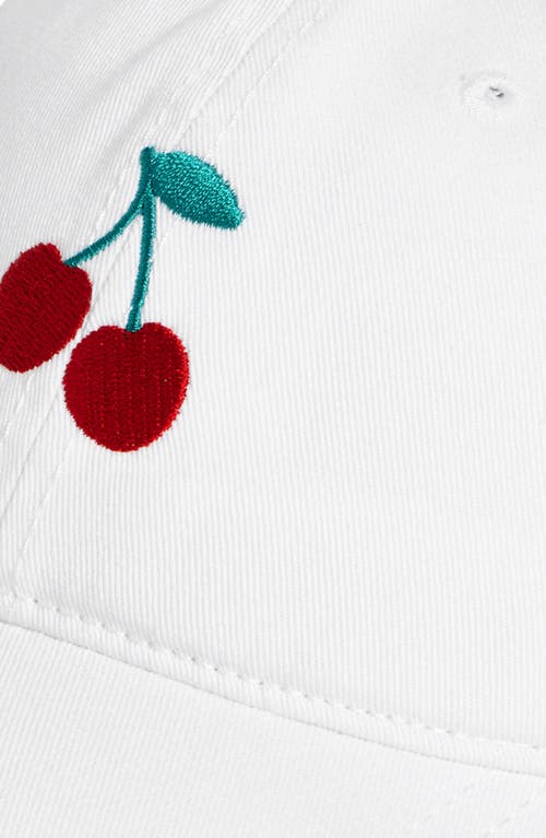 The Accessory Collective Kids' Cherry Embroidered Cotton Twill Baseball Cap In White
