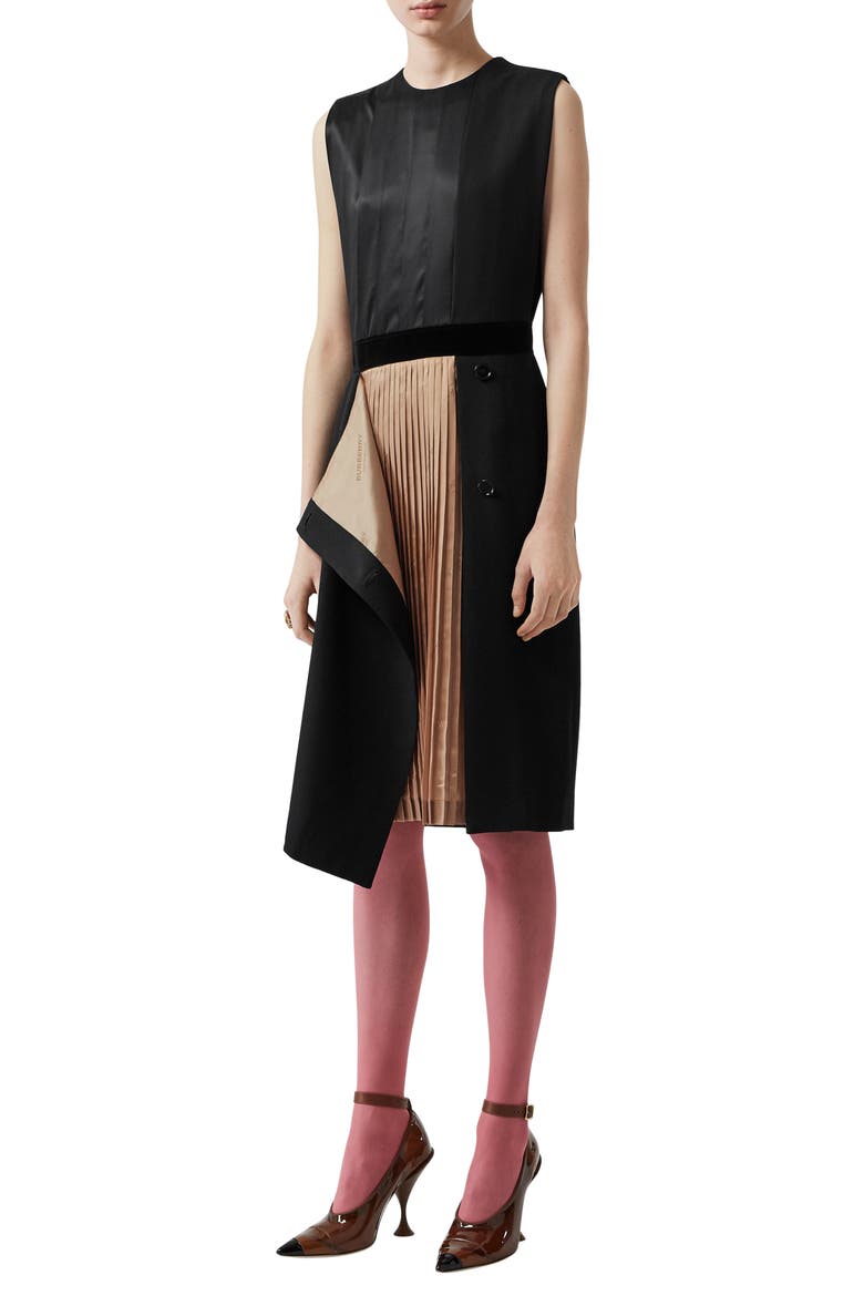Sleeveless Panel Skirt Detail Dress, Alternate, color, BLACK