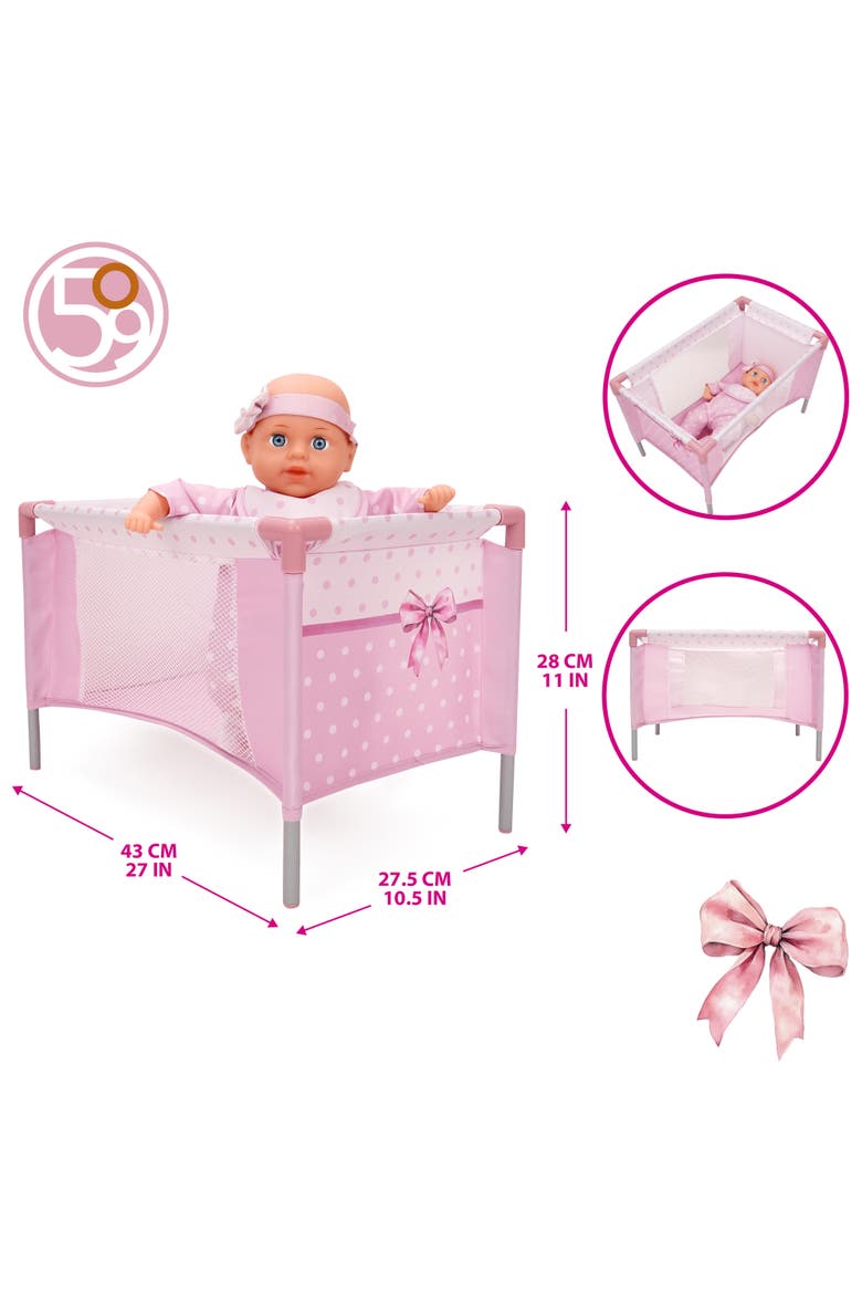 Bow Travel Care N' Feed Doll Set Stroller Accessories 9pc, Alternate, color, Multicolored