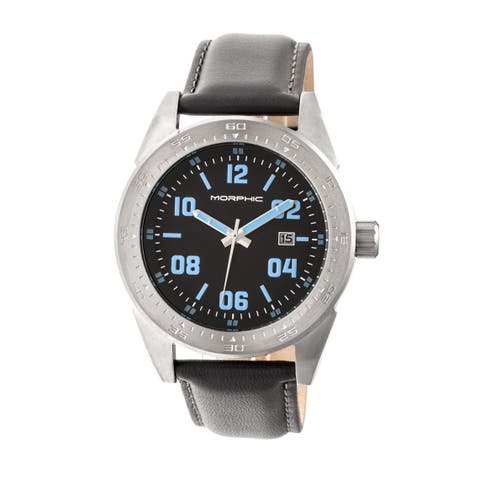 M63 Series Leather-Band Watch w/Date