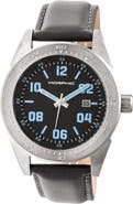 Morphic M63 Series Leather-Band Watch w/Date