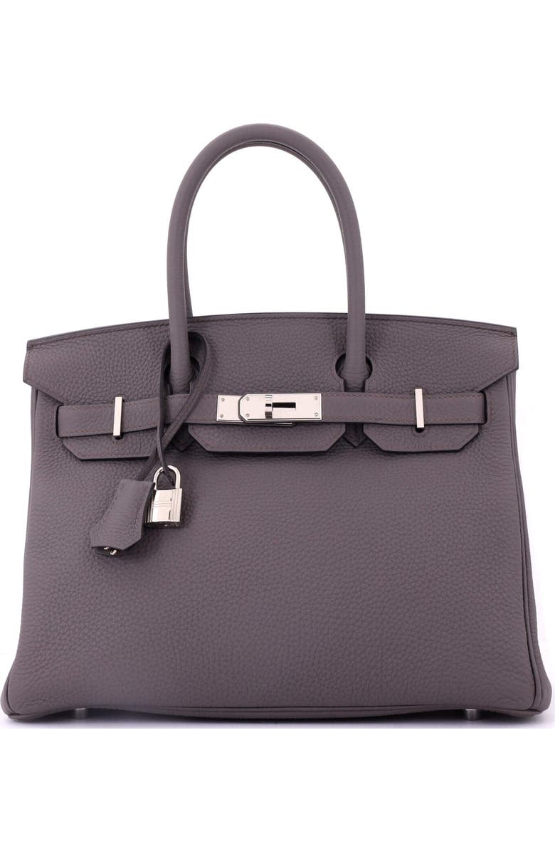 Pre-Owned Hermes Birkin Handbag Grey Togo with Palladium Hardware 30, Main, color, Etain