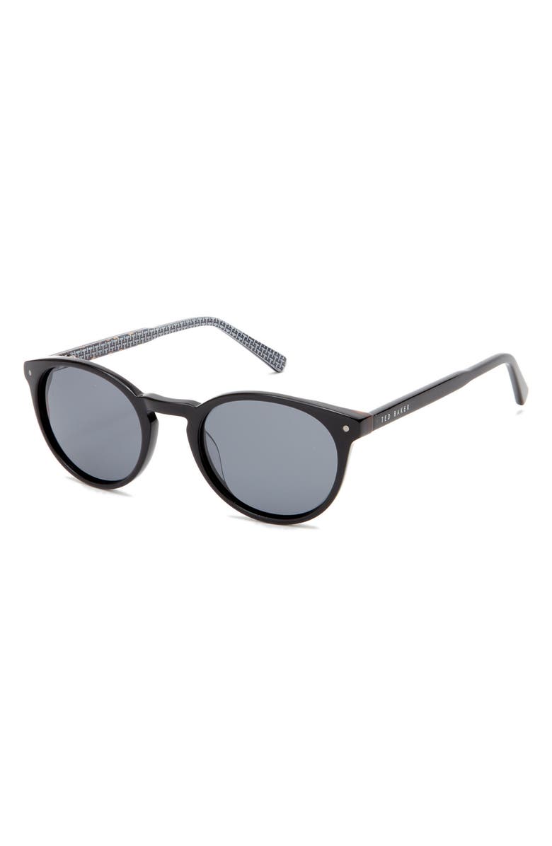 Ted Baker London 51mm Round Sunglasses, Alternate, color, Black