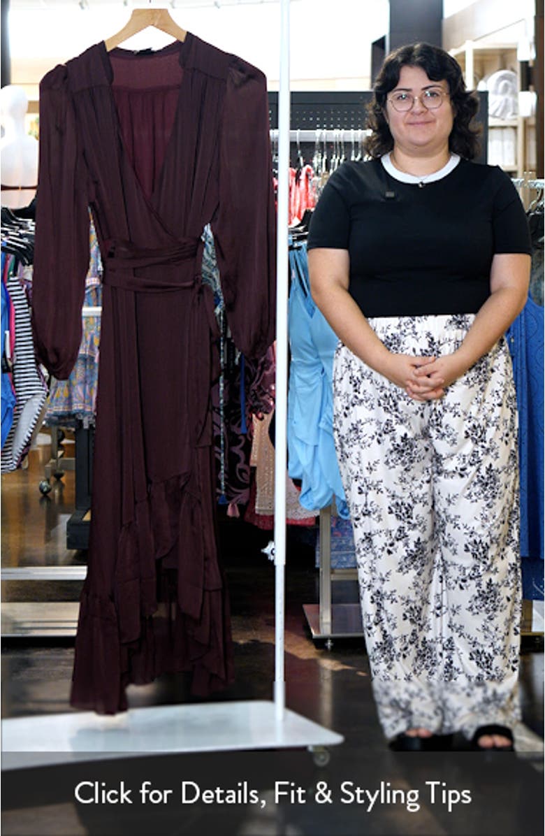 Rylie Love Long Sleeve High-Low Satin Maxi Dress, sales video thumbnail