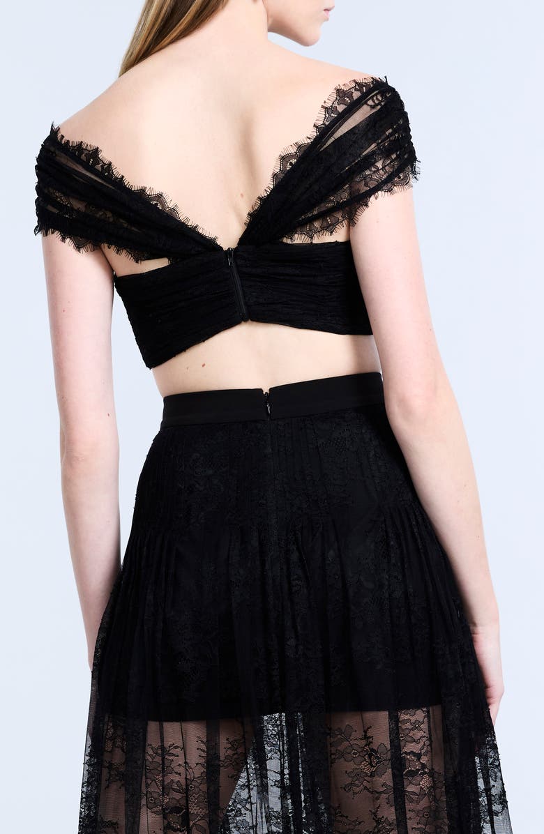 BCBGMAXAZRIA Twist Lace Crop Top, Alternate, color, Black