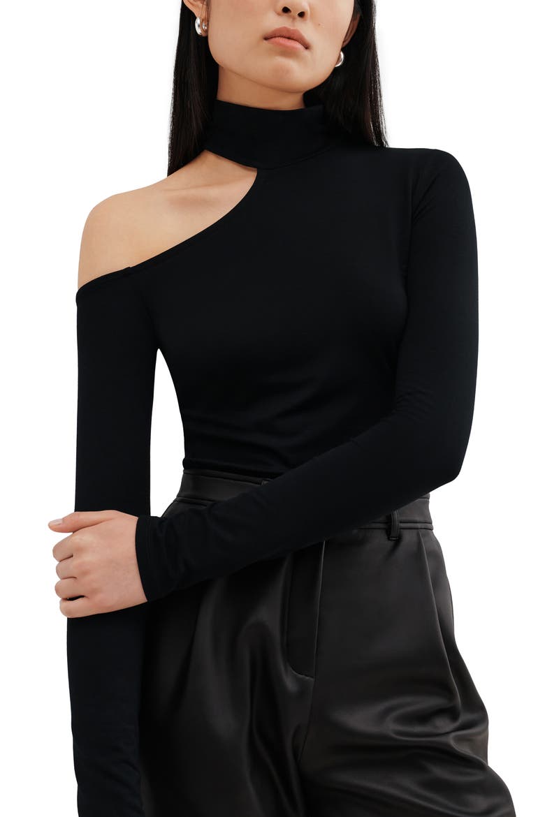 Elmhurst Cutout Long Sleeve Top, Alternate, color, BLACK