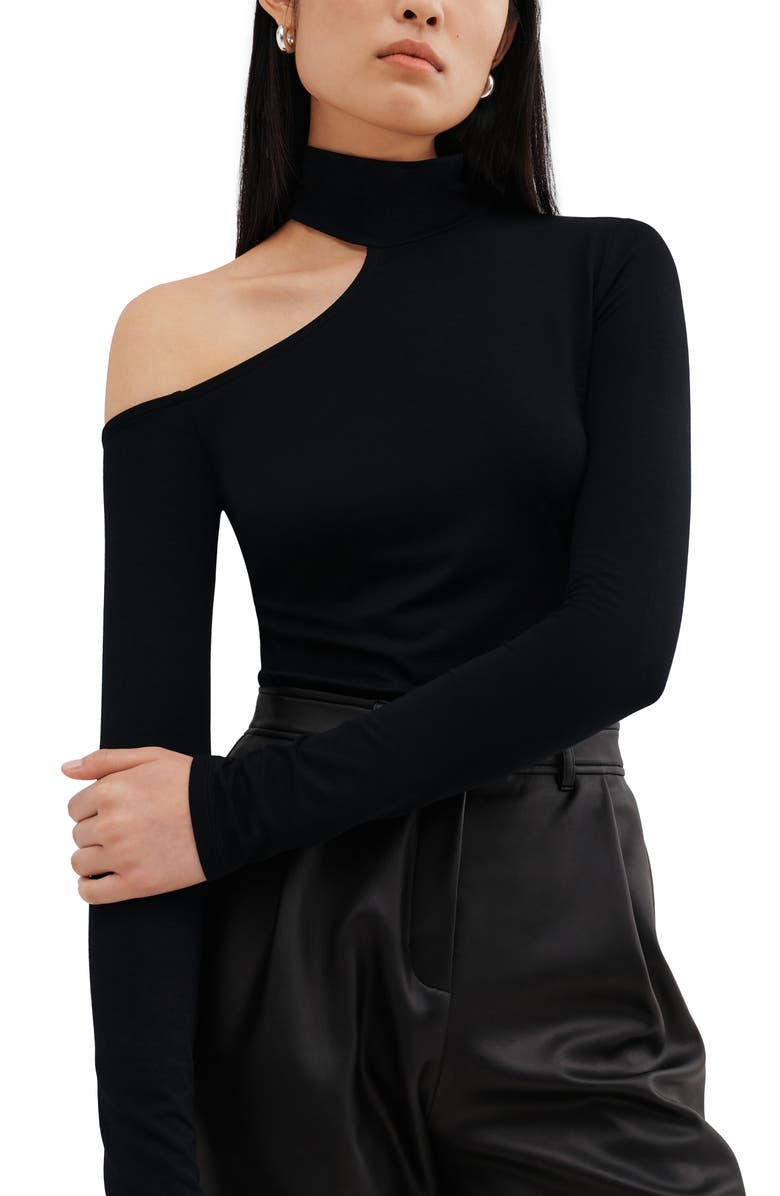 Two Lines by Marcella Elmhurst Cutout Long Sleeve Top, Alternate, color, Black