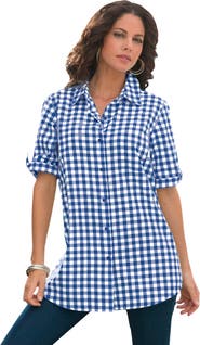 Roaman's Tie Sleeve Button Down Shirt