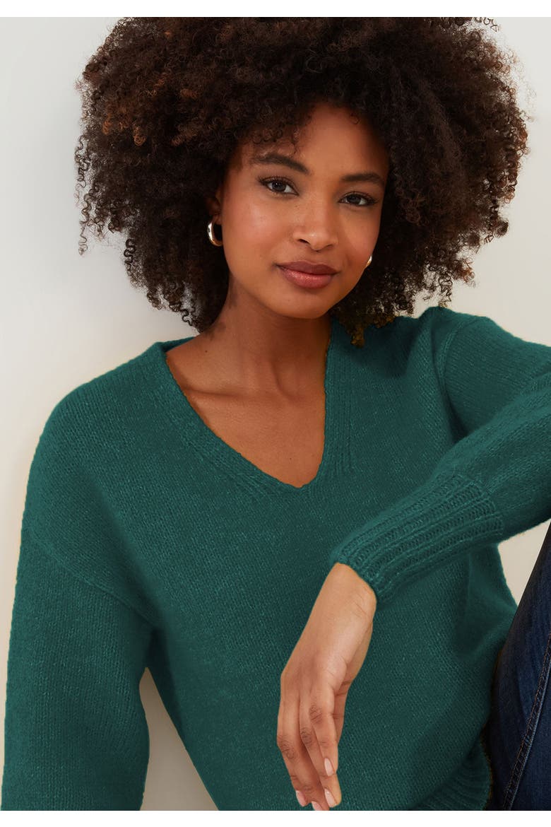 Cozy V-Neck Pullover Sweater, Main, color, TEAL