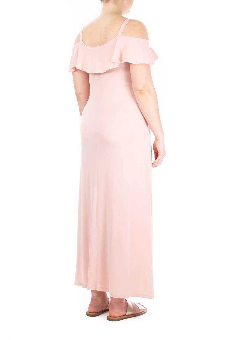 Ruffle Cold Shoulder Maxi Dress, Alternate, color, BLUSH