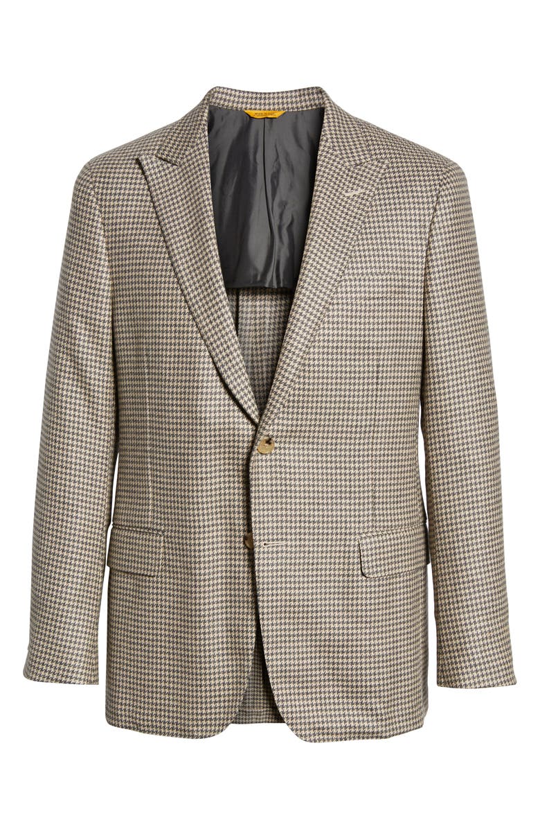 Hickey Freeman Classic B Fit Houndstooth Camel Hair Blend Sport Coat, Alternate, color, 