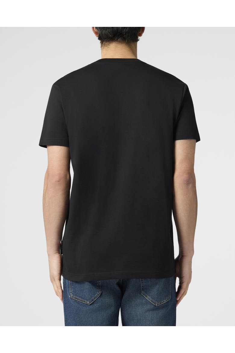 Round Neck T-Shirt Tennis Flamingo Patch Men, Alternate, color, black