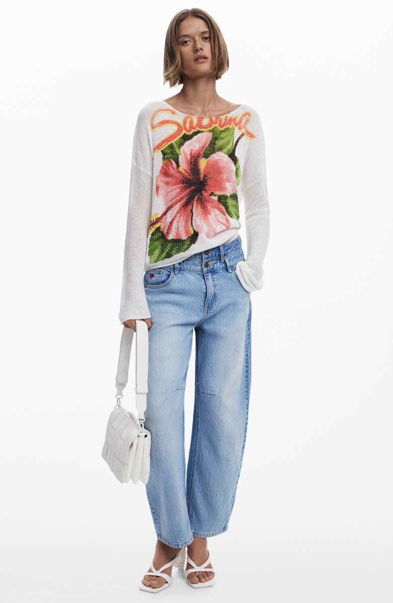 Desigual Fine Knit Sweater, Alternate, color, Light Beige