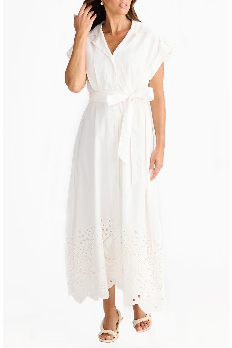 Versailles Cutwork Maxi Shirtdress, Main, color, WHITE
