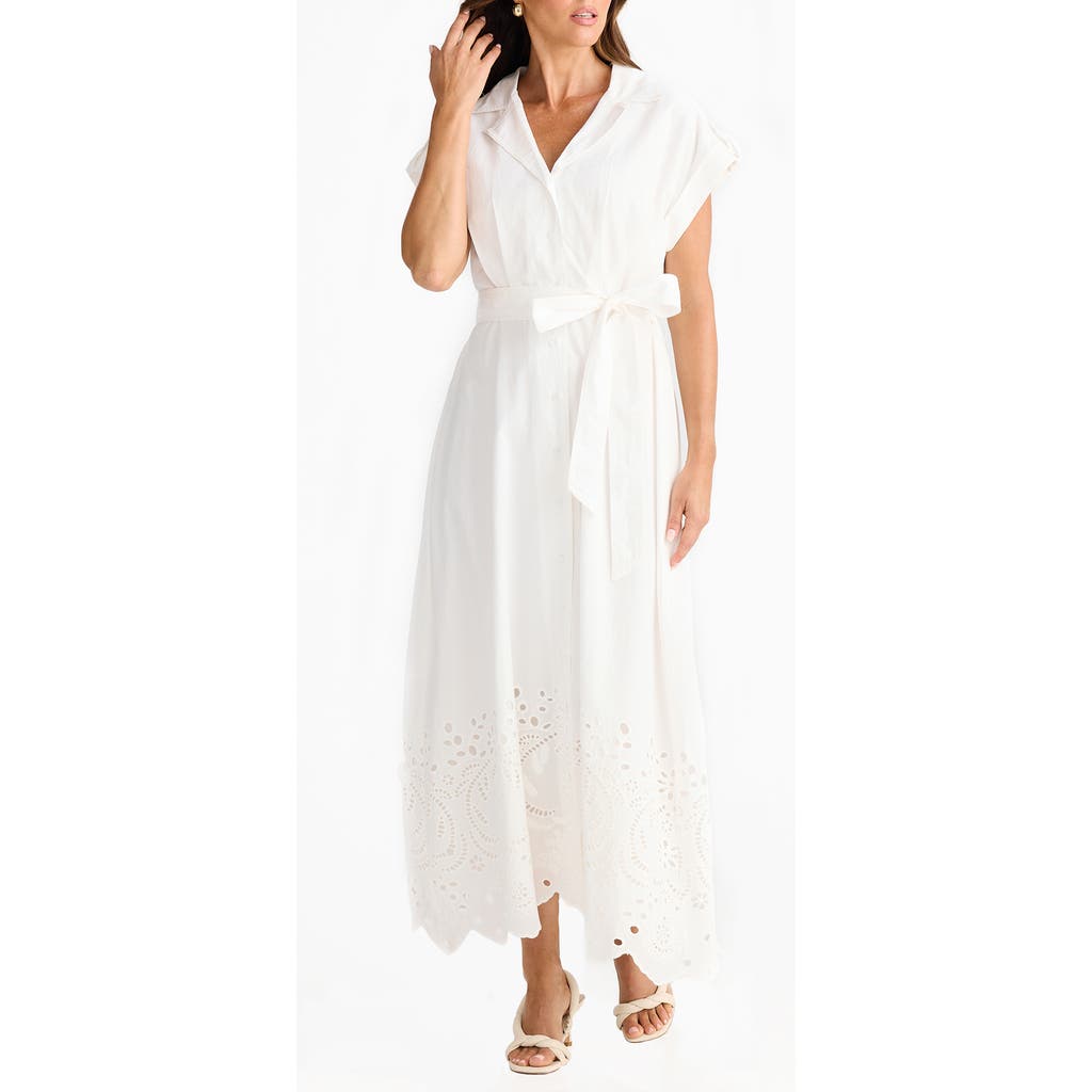 Brave + True Brave+true Versailles Cutwork Maxi Shirtdress In White