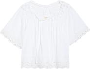Lucky Brand Battenburg Lace Embroidered Top