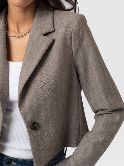 Saint + Sofia Astrid Cropped Blazer In Gray