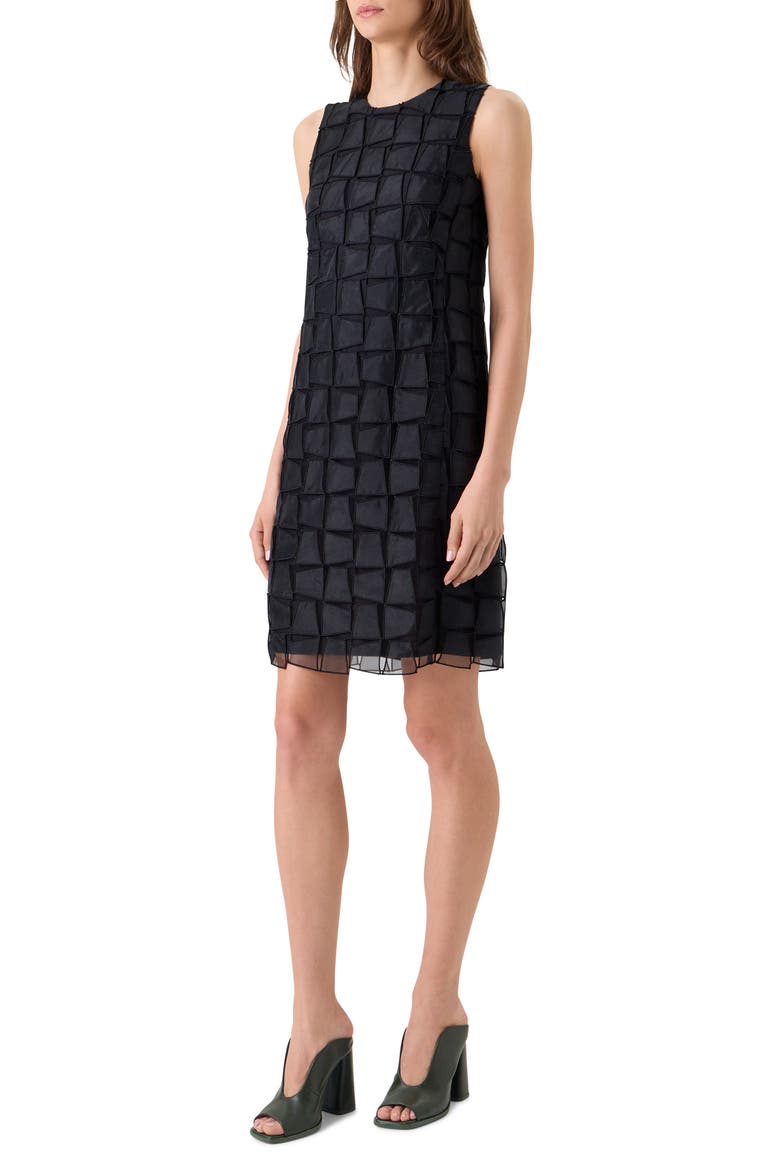 Trapezoid Organza Sheath Dress, Alternate, color, BLACK
