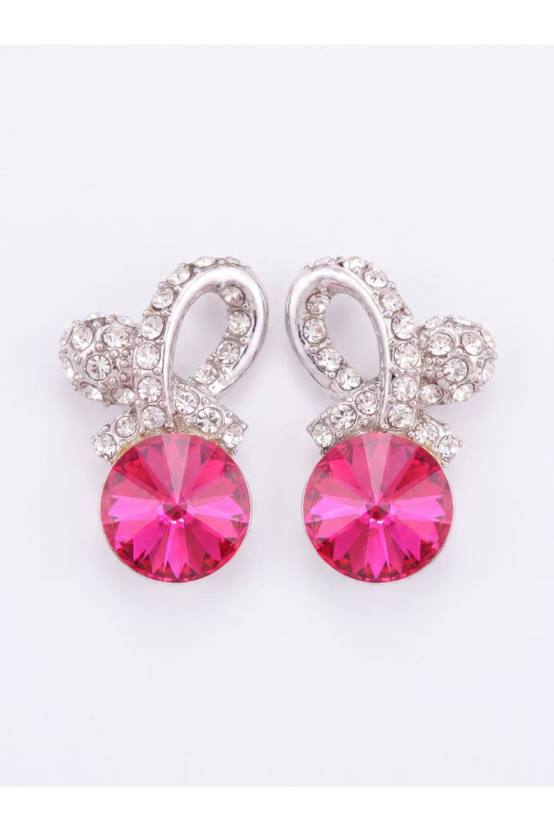 Crystal Flower Drop Earrings, Alternate, color, Pink