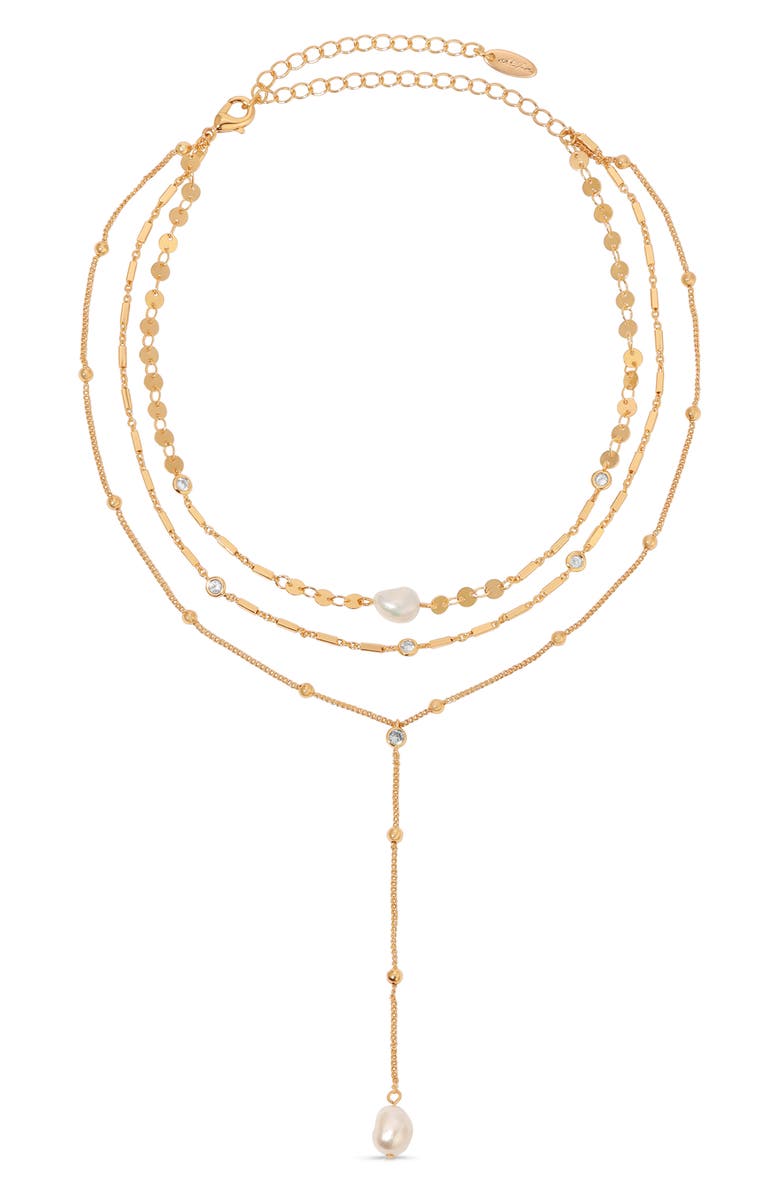 Ettika Forever Cultured Freshwater Pearl Layered Y-Necklace, Main, color, 
