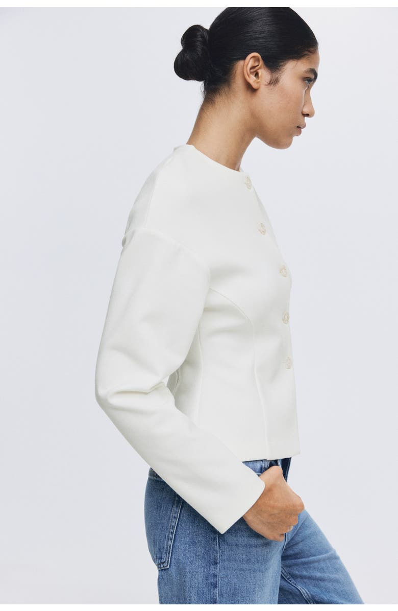 H&M Collarless Scuba Knit Blazer, Alternate, color, White