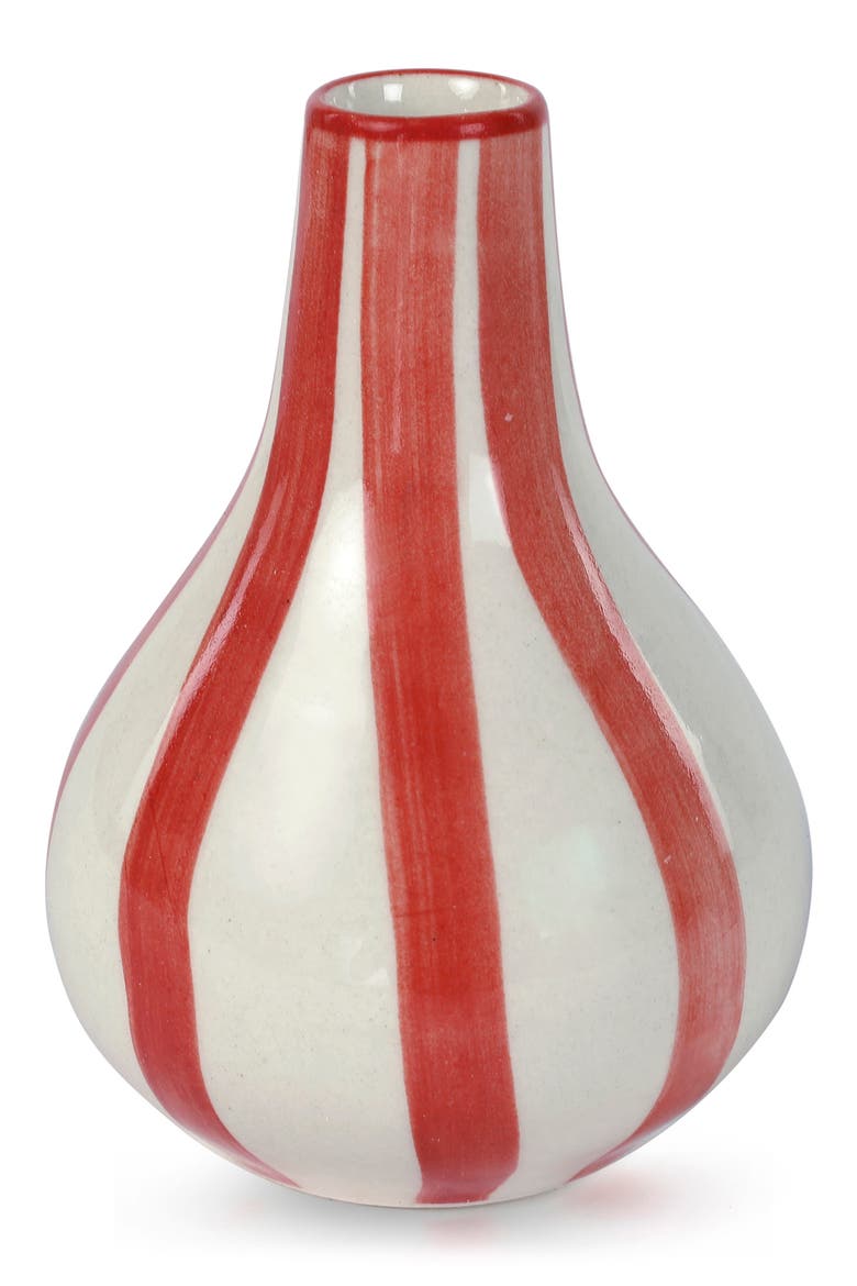 Ceramic Stripe Bud Vase, Main, color, RED