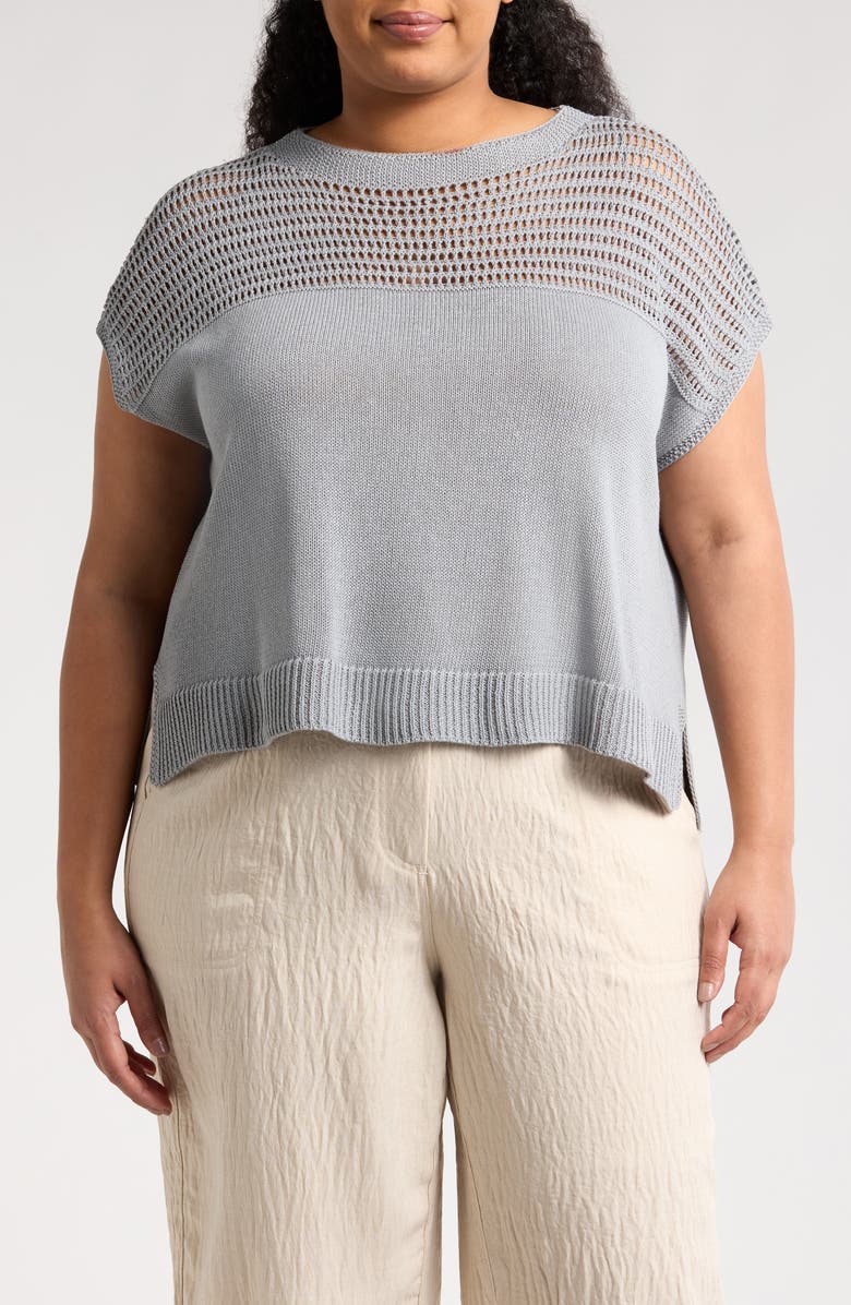 MAX STUDIO Open Weave Dolman Sweater, Main, color, Slate