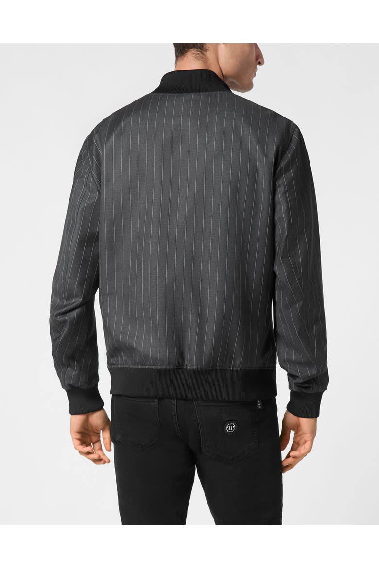 Wool Pinstripe Bomber Ls Men, Alternate, color, grey