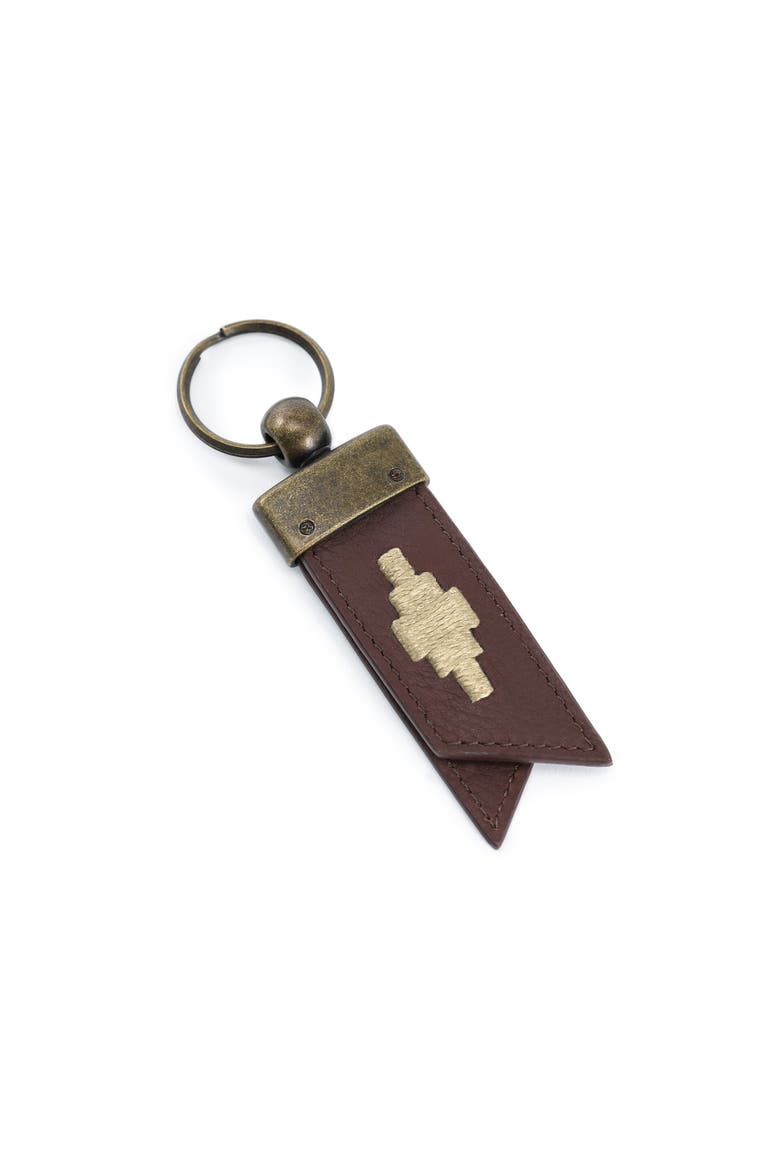 Juntos Origami Leather Keychain, Main, color, Brown/ Cream