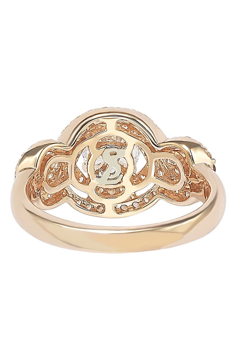 SUZY LEVIAN Rose Plated Sterling Silver Round Cubic Zirconia Halo Engagement Ring, Alternate, color, Rose