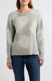 Bobeau Floral Jacquard Sweater