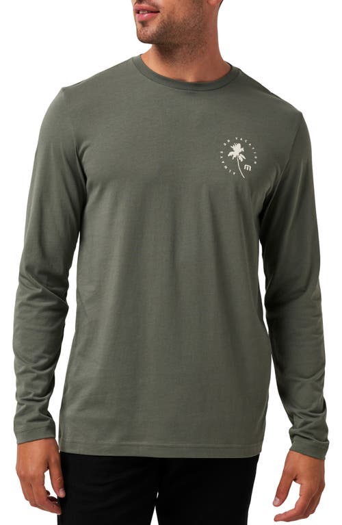 TravisMathew Island Gem Cotton Graphic Long Sleeve T-Shirt in Dark Olive 