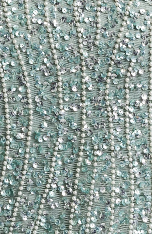 Pisarro Nights Beaded Mock Two-piece Gown In Mint