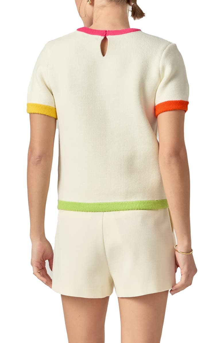 English Factory Colorblock Short Sleeve Sweater, Alternate, color, Cream Multi