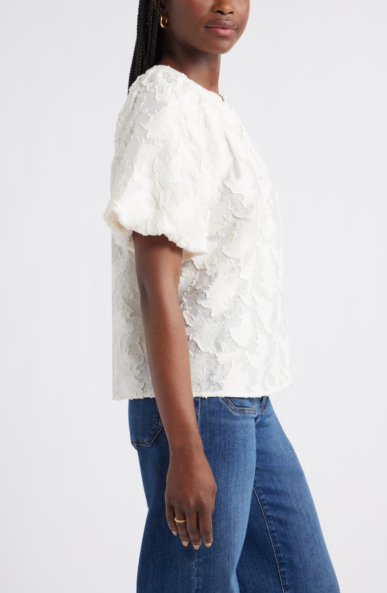 Caslon<sup>®</sup> Floral Jacquard Puff Sleeve Top, Alternate, color, 