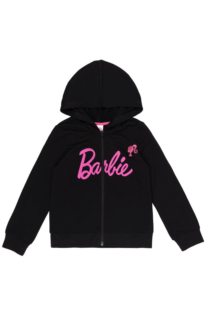 Barbie Zip-Up Hoodie, Main, color, Black