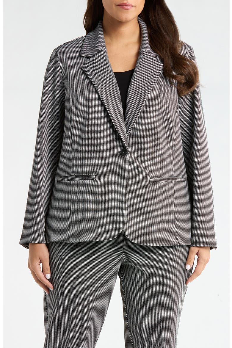 One-Button Blazer, Main, color, BLACK/ WHITE MINI CHECK
