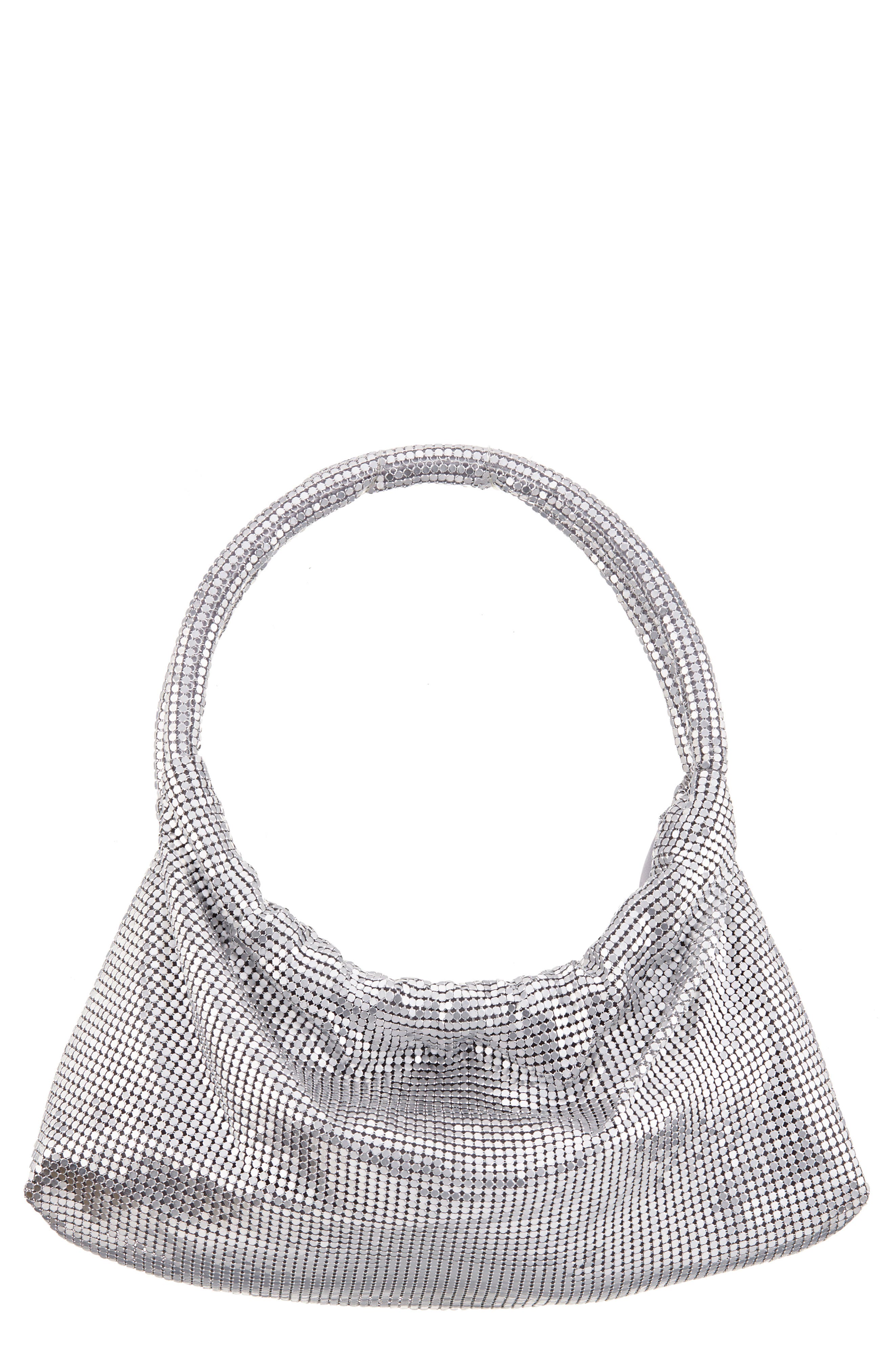 Nina Joyce Mesh Top Handle Bag, Main, color, Silver