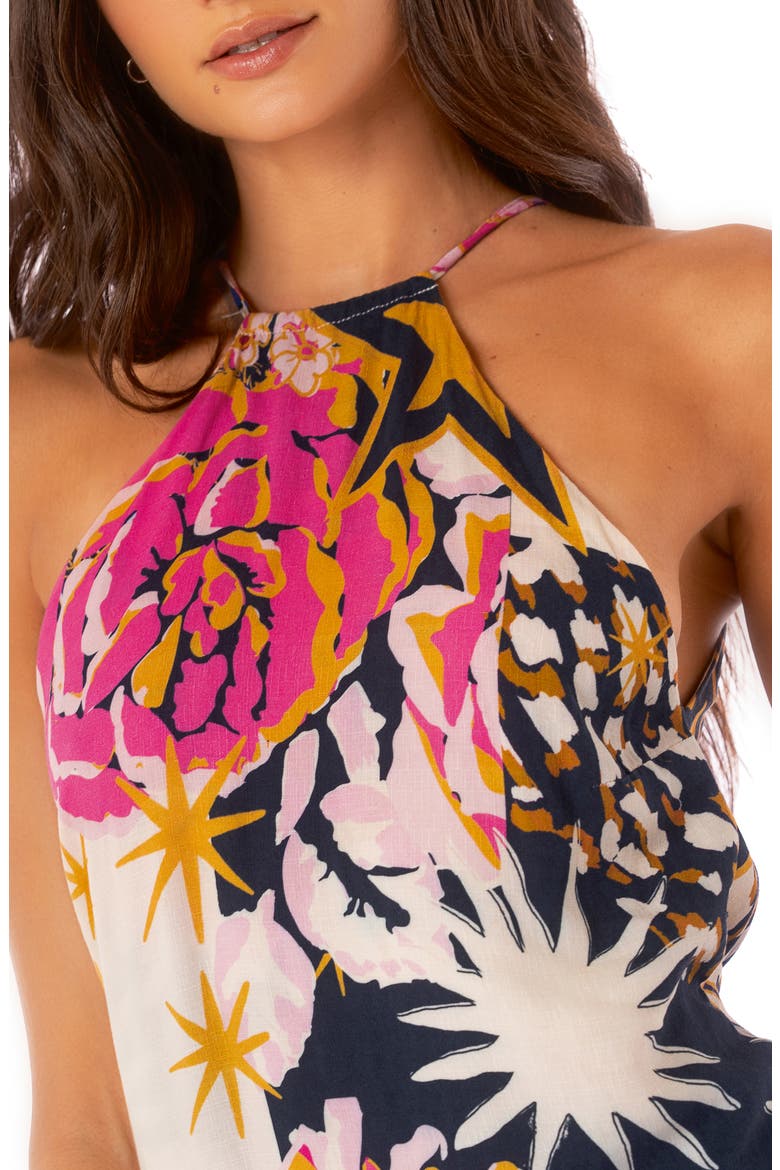Leo Halter Neck Cover-Up Minidress, Alternate, color, OPEN BLUE